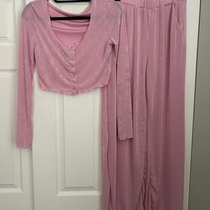 SHEIN Blush Pink Velvety Pajama Set